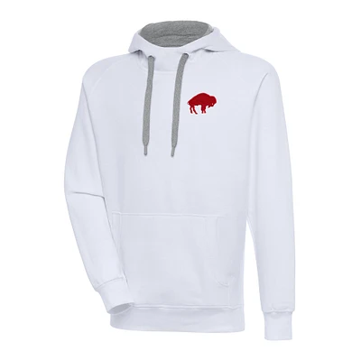 Men's Antigua White Buffalo Bills Throwback Logo Victory Pullover Hoodie
