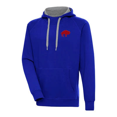 Men's Antigua Royal Buffalo Bills Throwback Logo Victory Pullover Hoodie