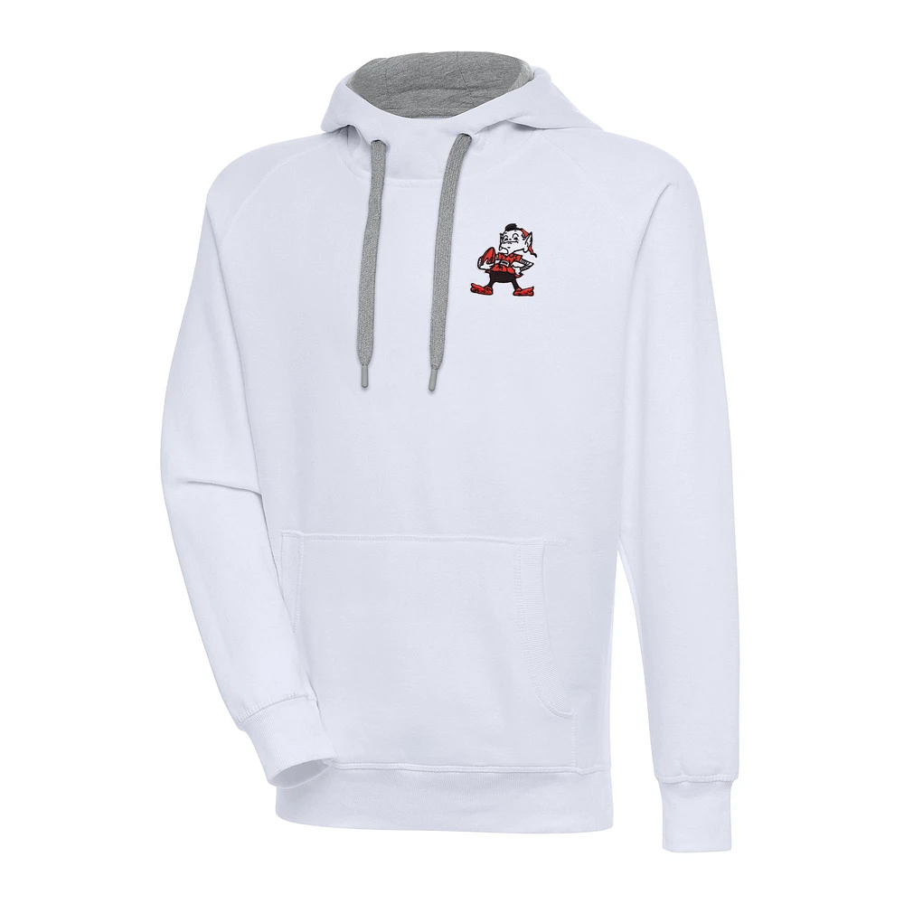 Men's Antigua Cleveland Browns Throwback Logo Victory Pullover Hoodie