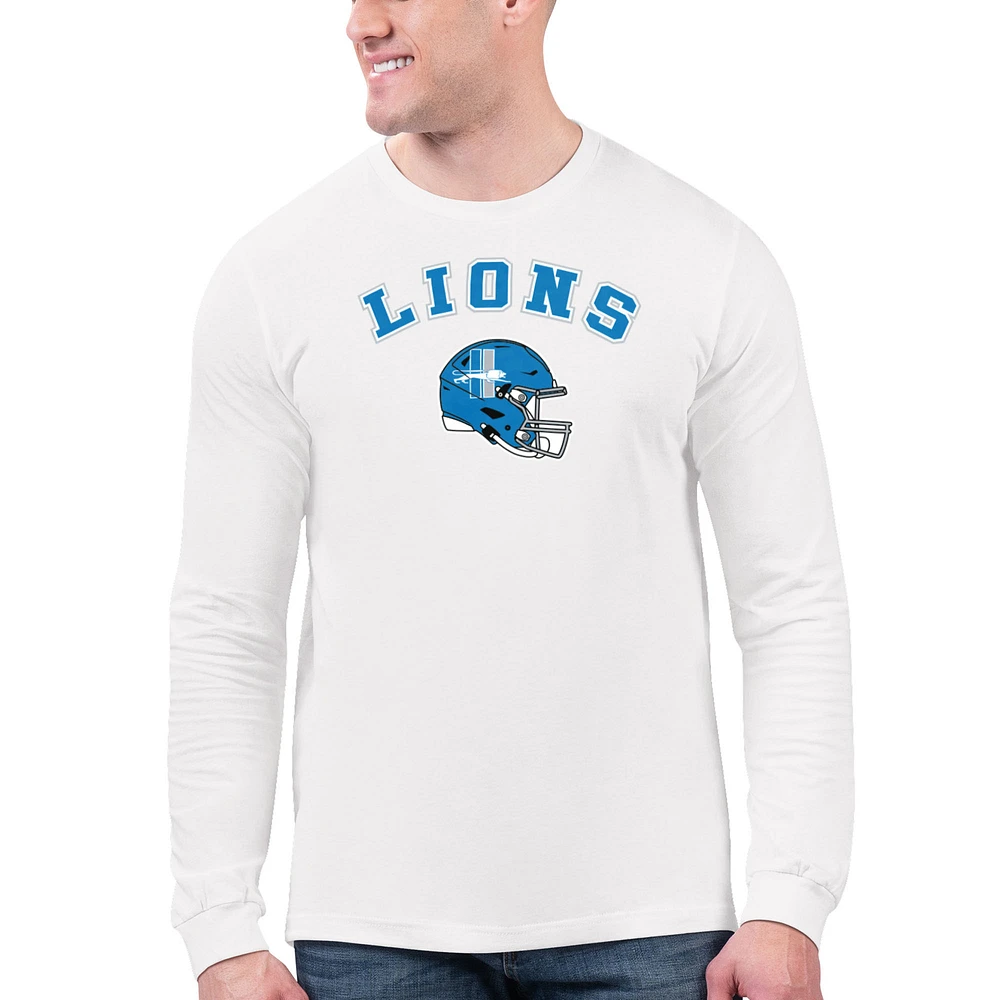 Men's Starter White Detroit Lions Retro Logo Long Sleeve T-Shirt