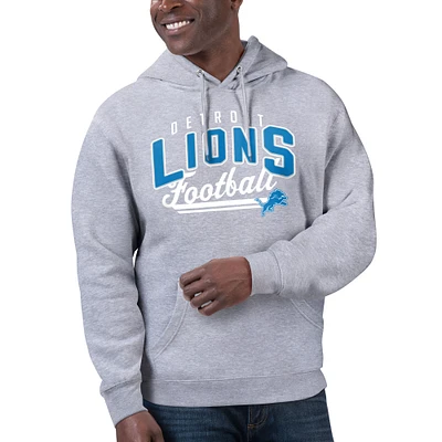 Unisex Starter Heather Gray Detroit Lions Word Script Pullover Hoodie