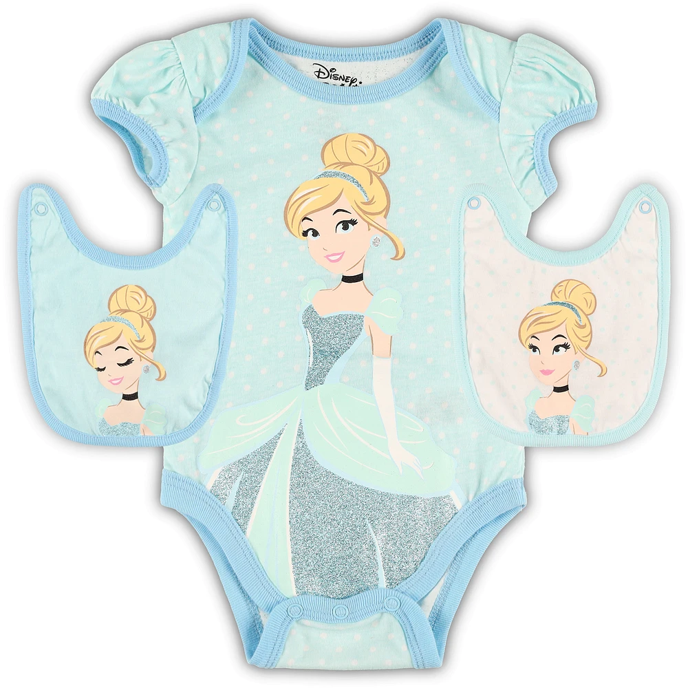 Newborn & Infant Blue Cinderella Bodysuit Bib Three-Pack Set