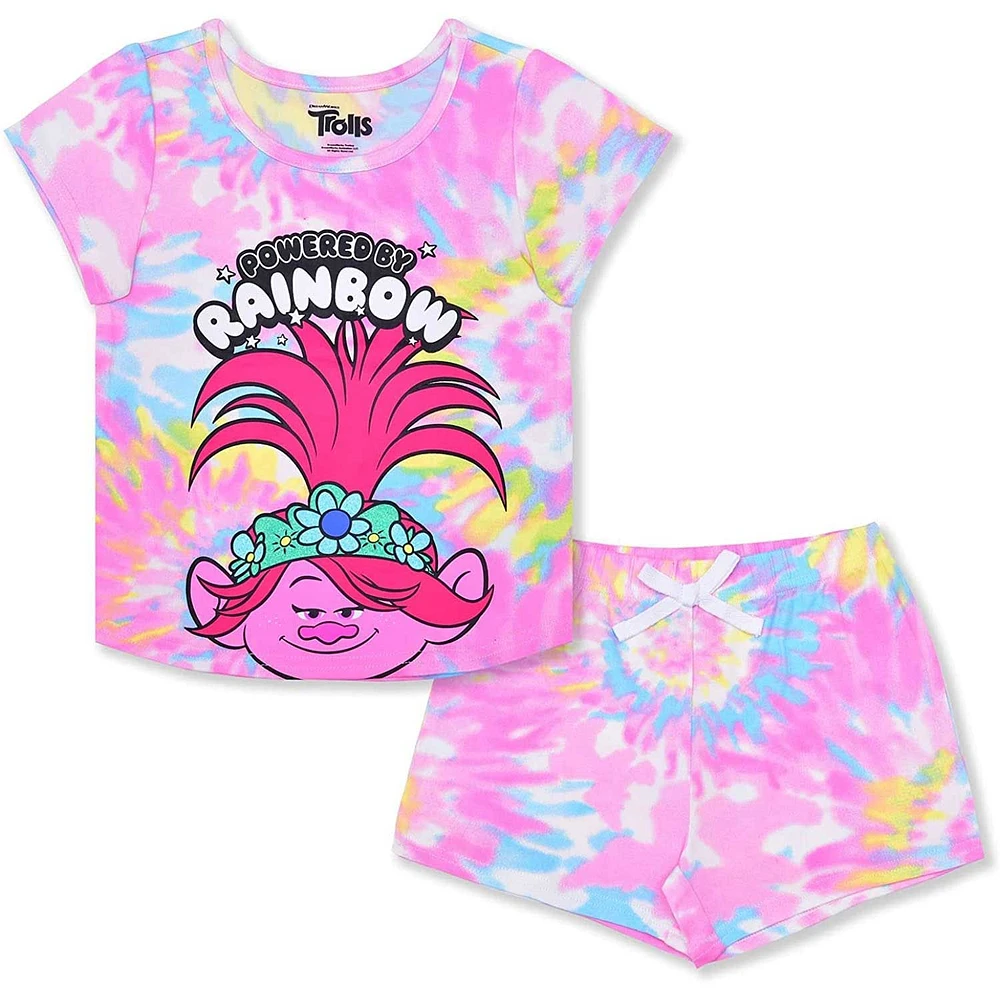 Girls Preschool Light Pink Trolls Tie-Dye T-Shirt & Shorts Set