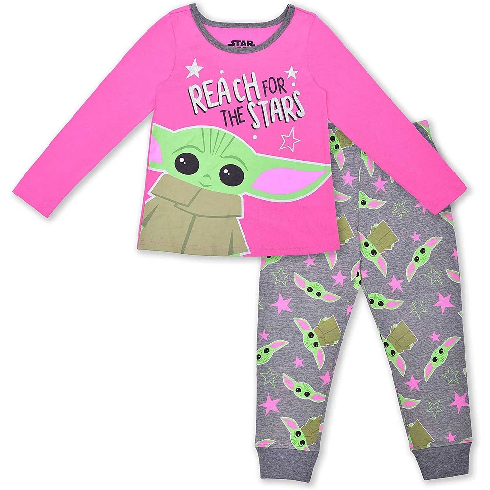 Toddler Grogu Pink/Gray The Mandalorian Graphic Long Sleeve T-Shirt & Jogger Set