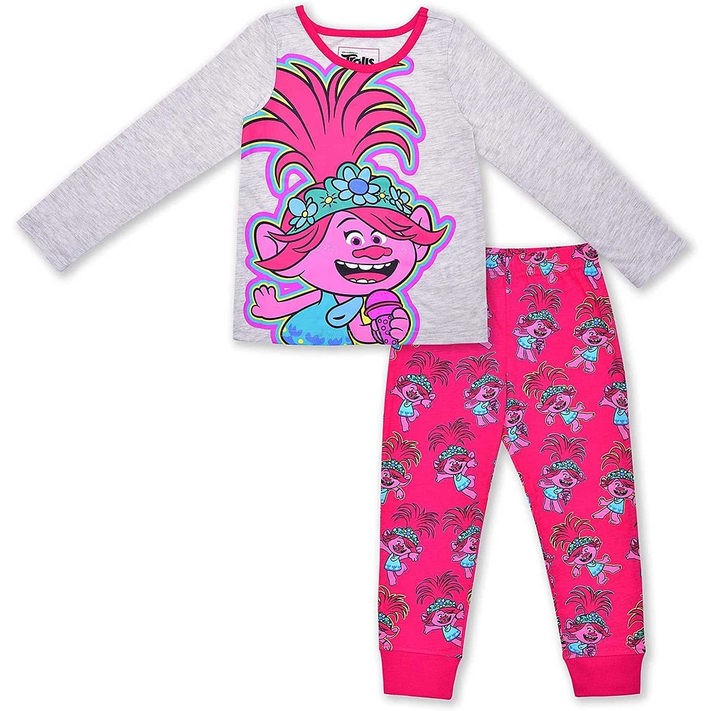 Toddler Gray/Pink Trolls Graphic Long Sleeve T-Shirt & Jogger Set