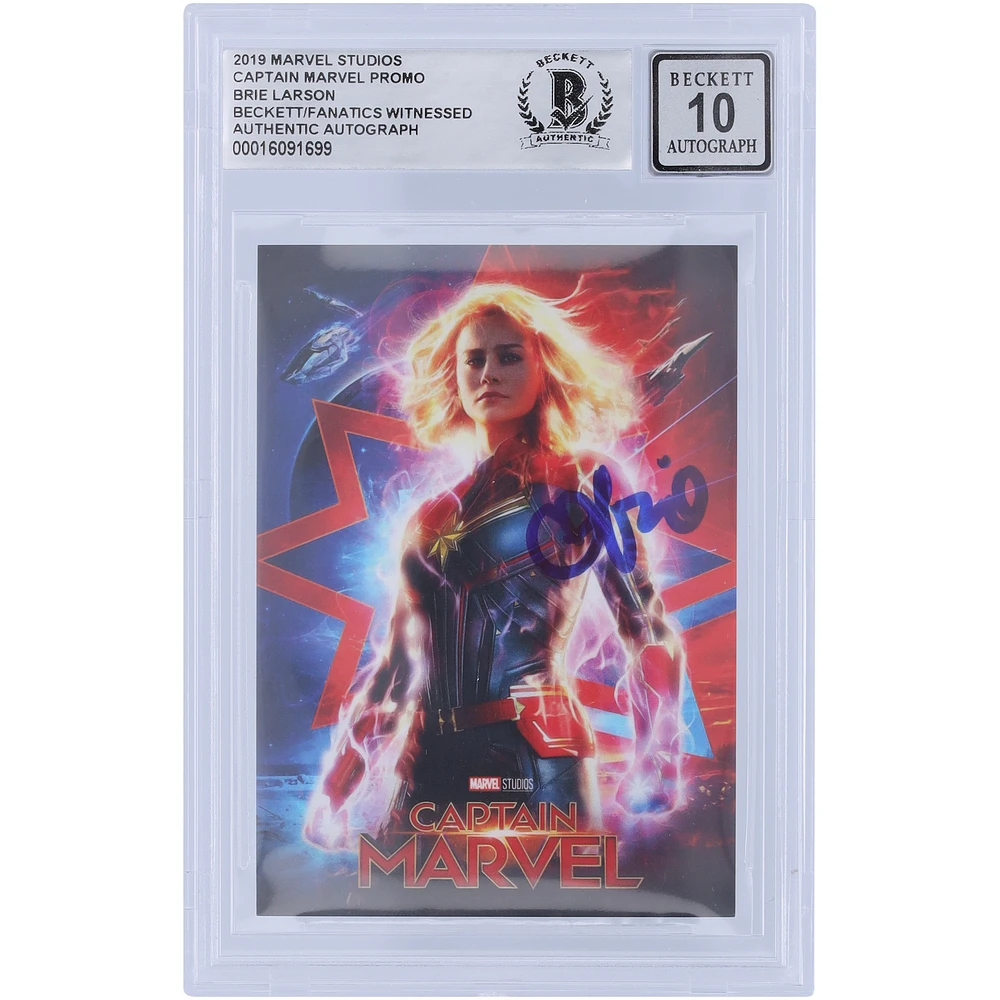 Brie Larson Captain Marvel Autographed 2019 Marvel Studios Promo #BL Beckett Fanatics Witnessed Authenticated 10 Card
