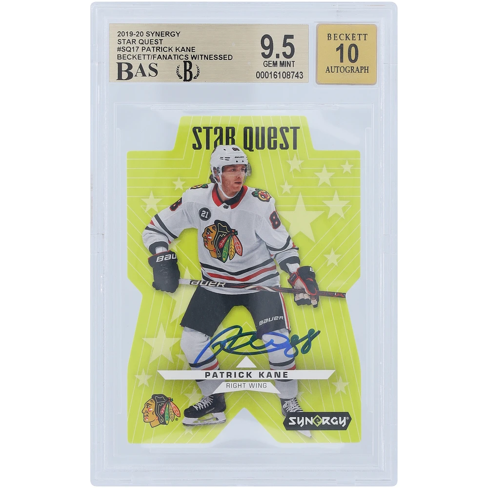 Patrick Kane Chicago Blackhawks Autographed 2019-20 Upper Deck Synergy Star Quest #SQ-17 Beckett Fanatics Witnessed Authenticated 9.5/10 Card