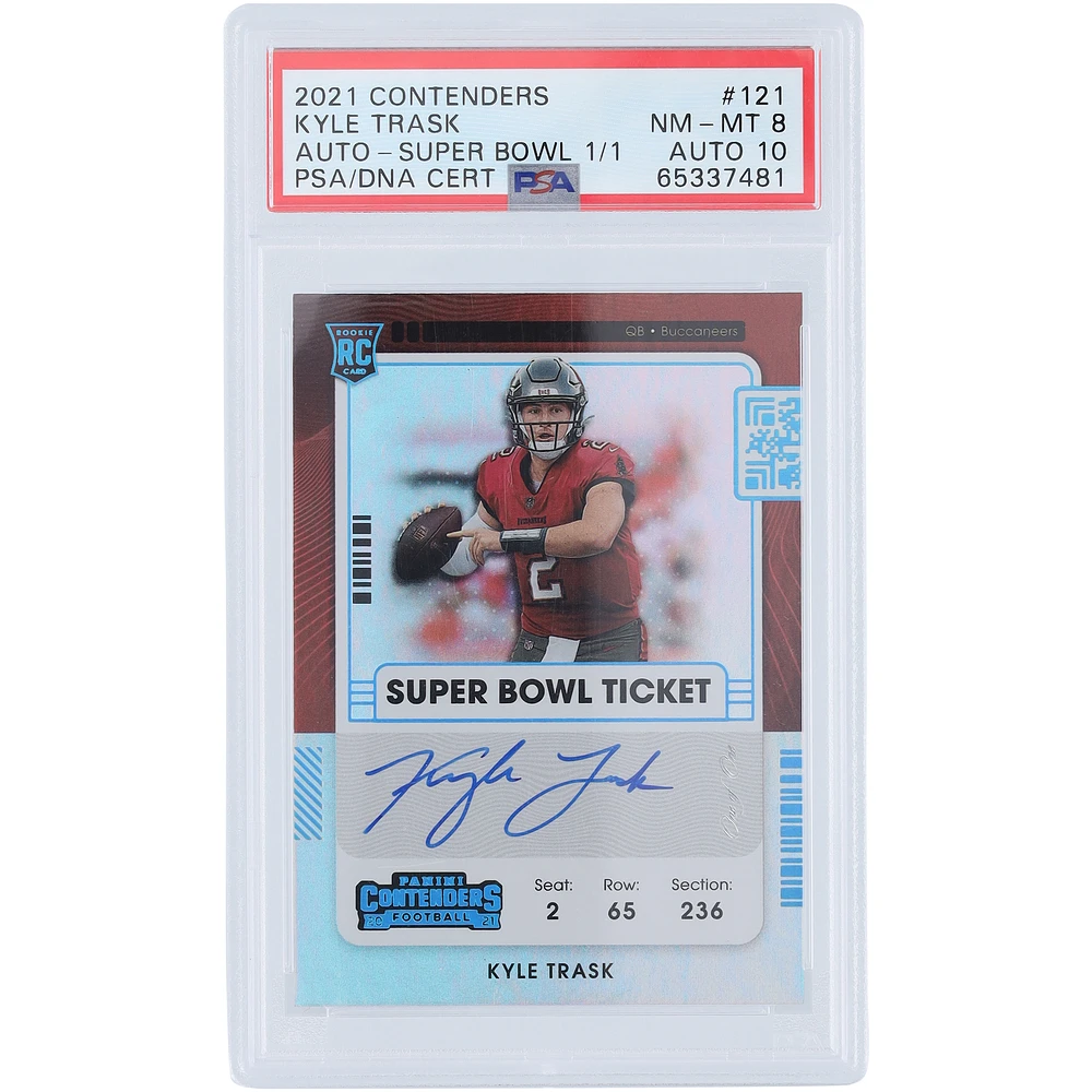 Kyle Trask Tampa Bay Buccaneers Autographed 2021 Panini Contenders Super Bowl Ticket #121 #1/1 PSA Authenticated 8/10 Rookie Card