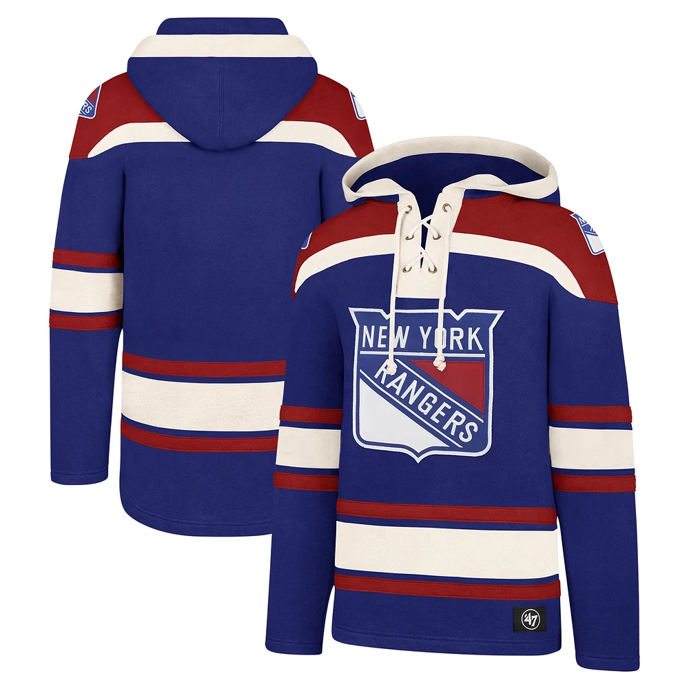 Men's '47 Blue New York Rangers Big & Tall Superior Lacer Pullover Hoodie