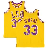 Shaquille O'Neal LSU Tigers Autographed Gold Mitchell & Ness 1990 Home Swingman Jersey