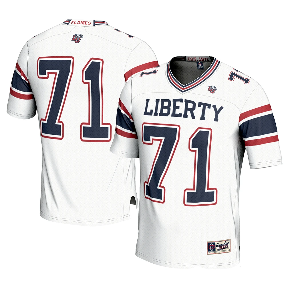Men's GameDay Greats #71 White Liberty Flames Football Jersey