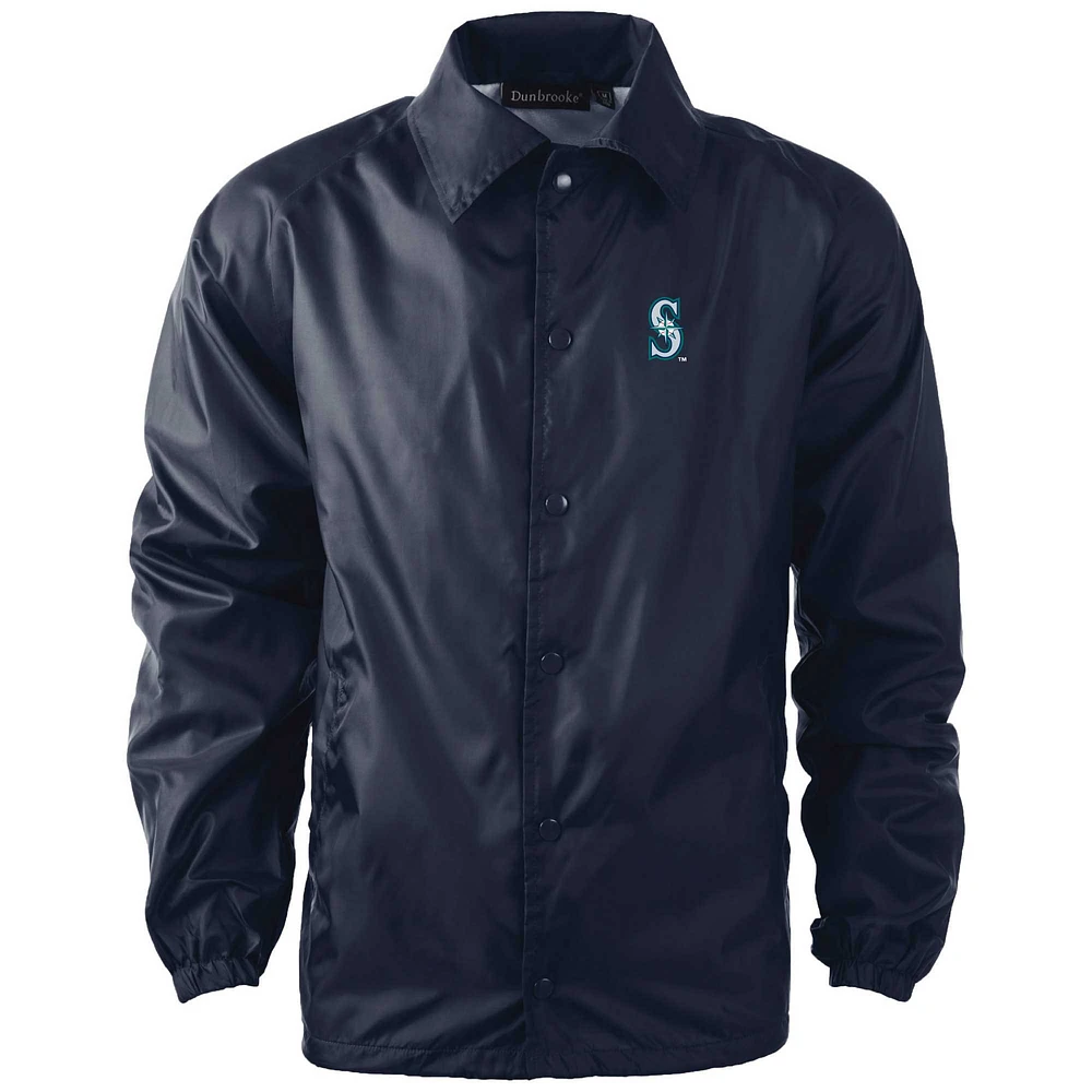 Men's Dunbrooke Navy Seattle Mariners Coach's Raglan Full-Snap Windbreaker Jacket