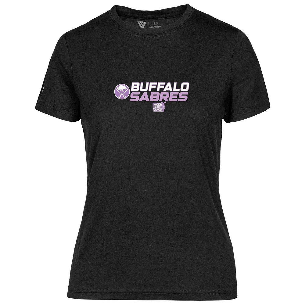 Women's Levelwear Black Buffalo Sabres Hockey Fights Cancer Maddox Chase T-Shirt