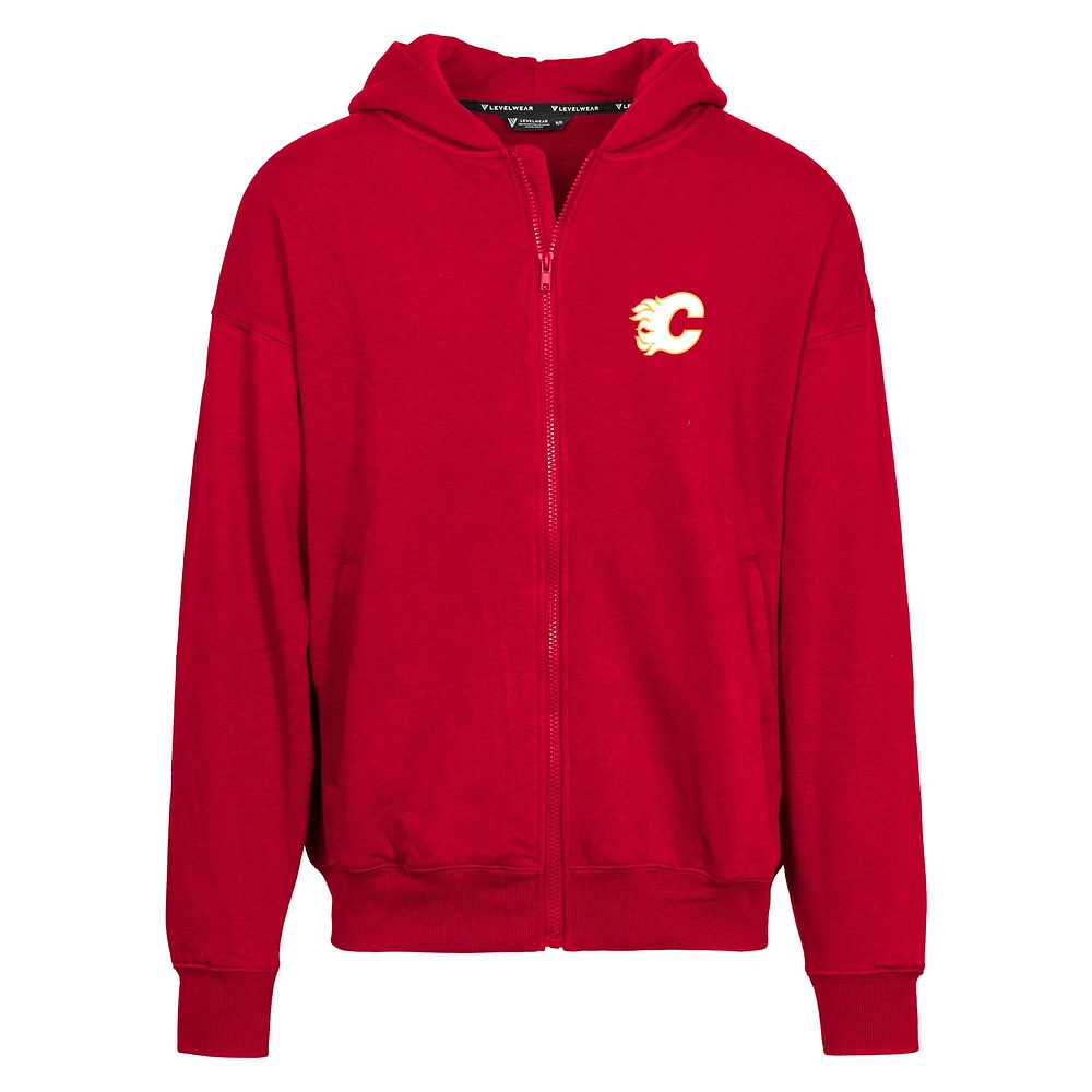 Men's Levelwear Red Calgary Flames Uphill Insignia Full-Zip Hoodie