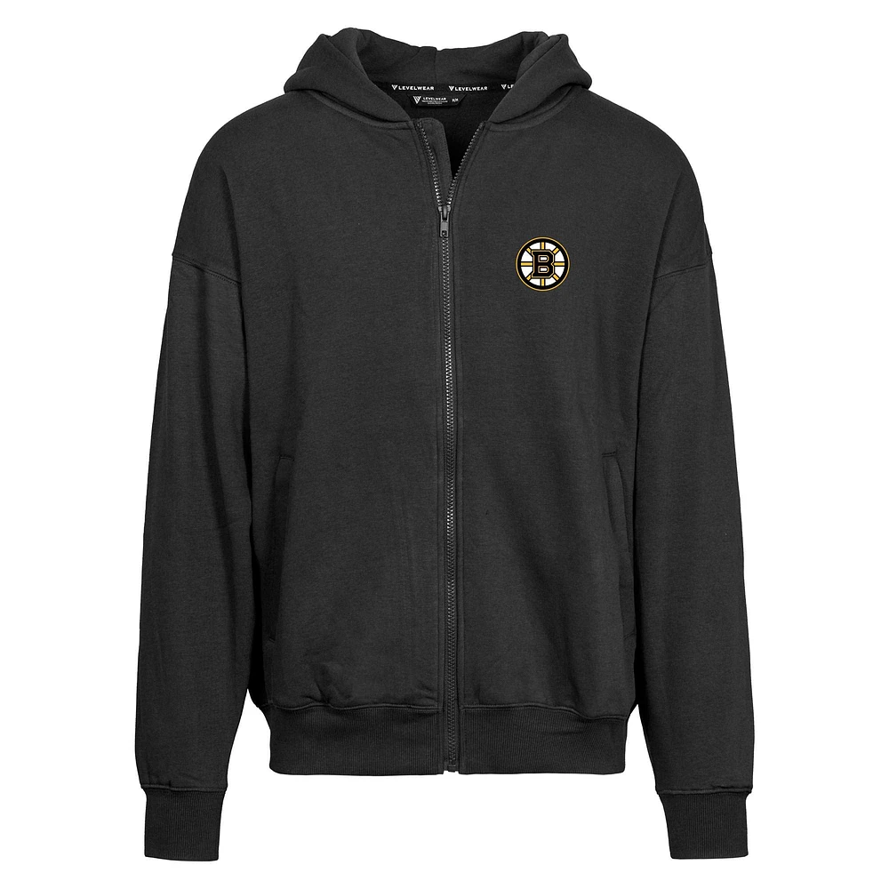 Men's Levelwear Black Boston Bruins Uphill Insignia Full-Zip Hoodie