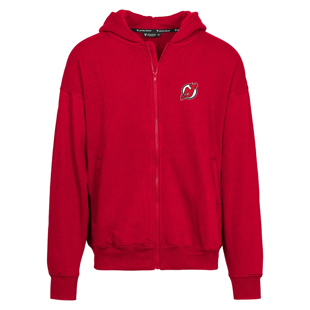 Men's Levelwear Red New Jersey Devils Uphill Insignia Full-Zip Hoodie