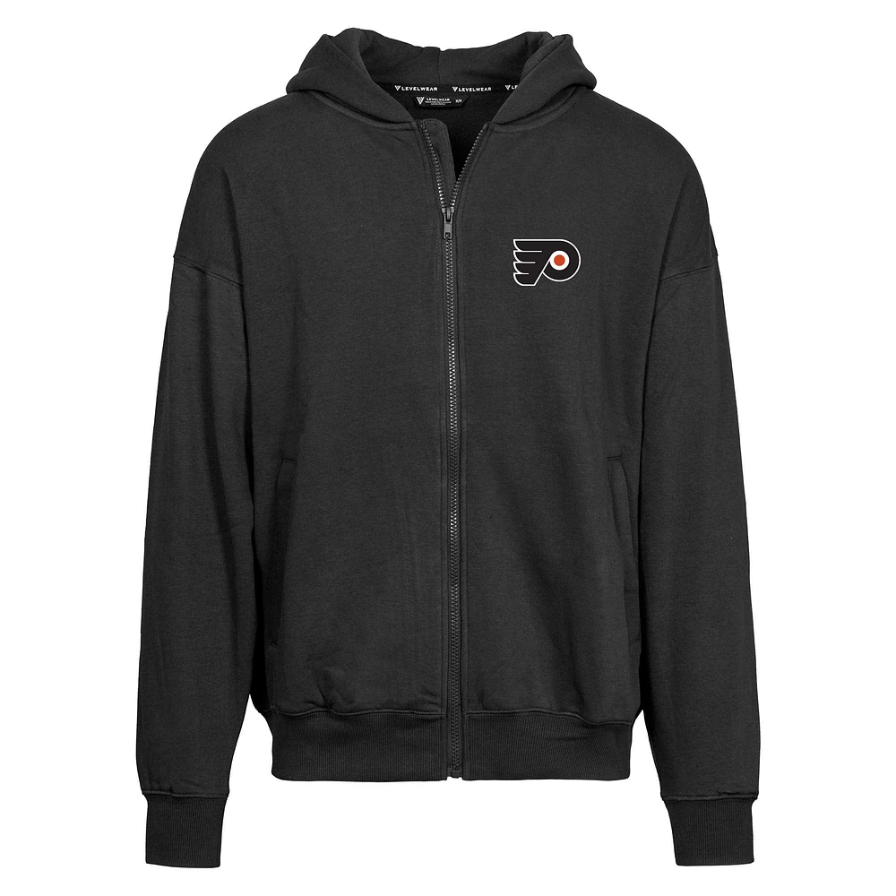 Men's Levelwear Black Philadelphia Flyers Uphill Insignia Full-Zip Hoodie