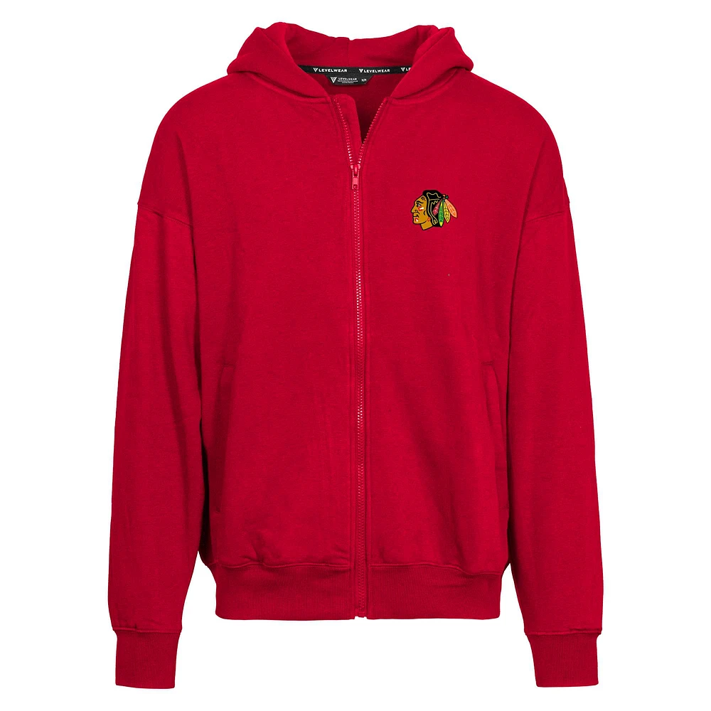 Men's Levelwear Red Chicago Blackhawks Uphill Insignia Full-Zip Hoodie