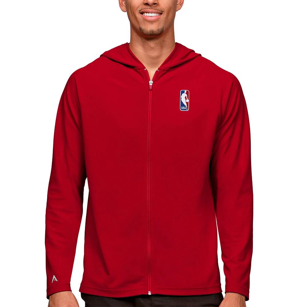 Men's Antigua Red NBA Legacy Full-Zip Hoodie