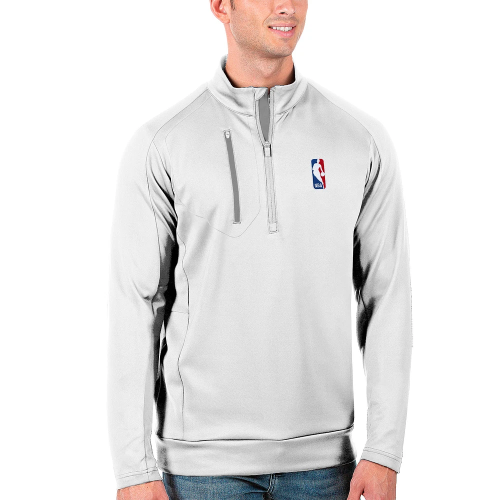 Men's Antigua White NBA Generation Quarter-Zip Pullover Top