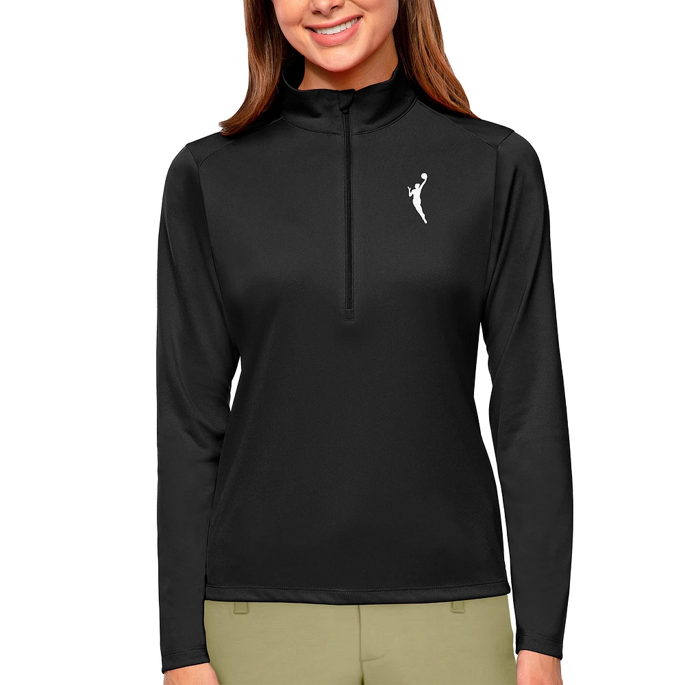 Women's Antigua Black WNBA Logowoman Tribute Half-Zip Pullover