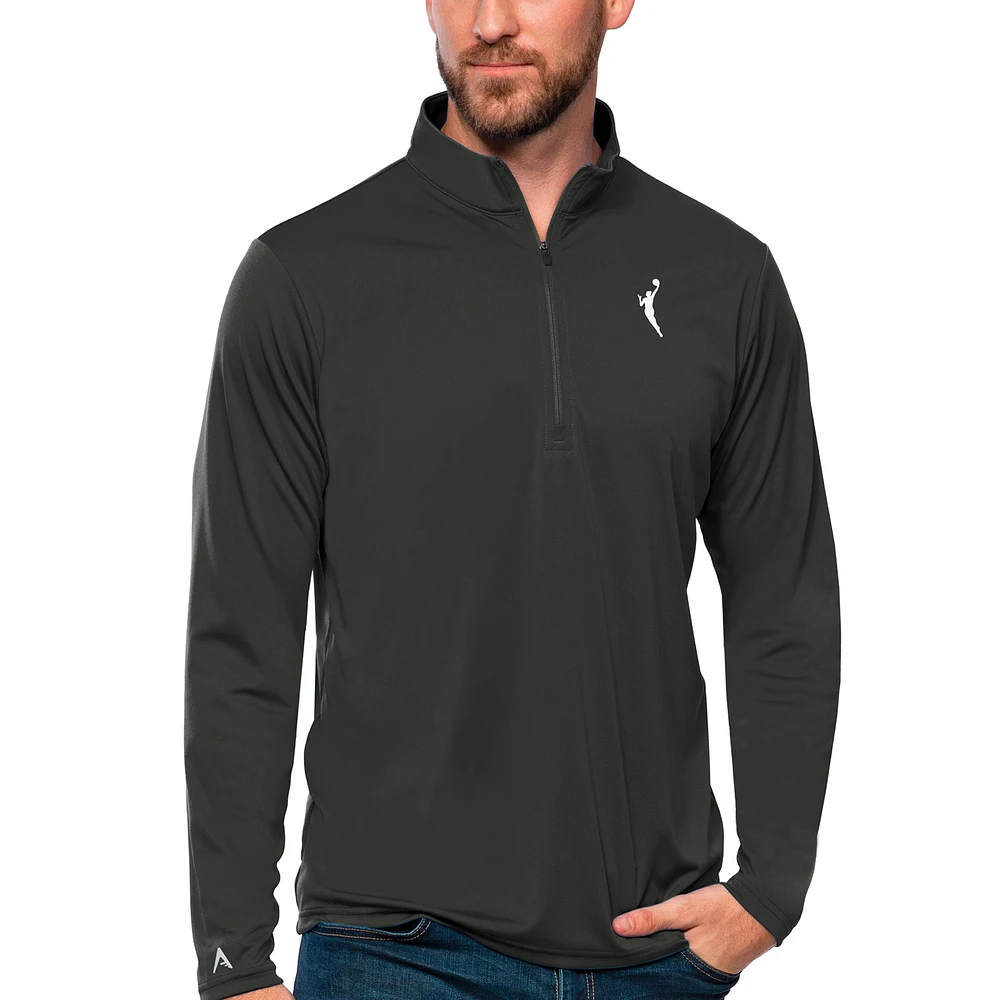 Men's Antigua Charcoal WNBA Logowoman Tribute Quarter-Zip Pullover Top