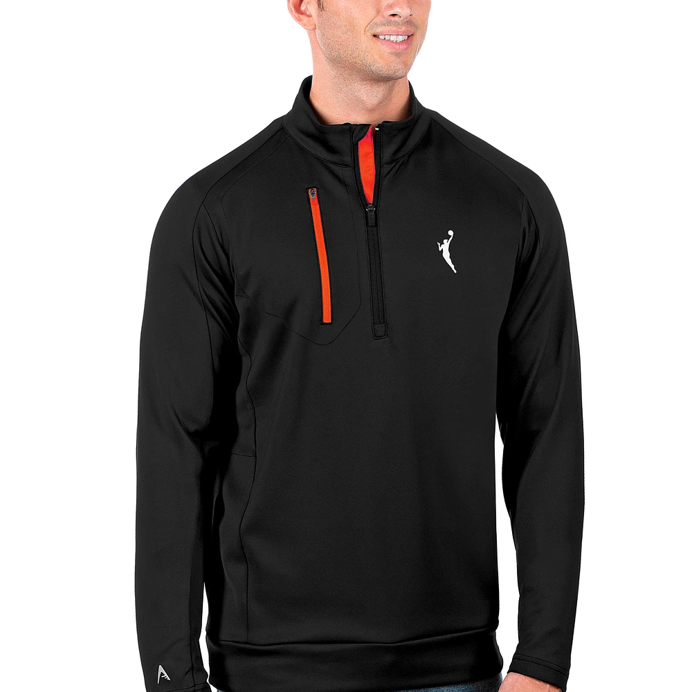 Men's Antigua Black WNBA Logowoman Generation Quarter-Zip Pullover Top