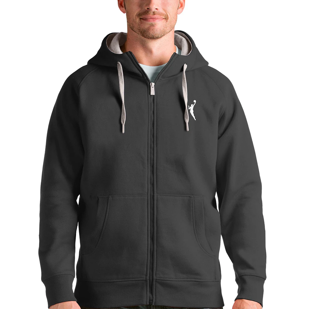 Men's Antigua Charcoal WNBA Logowoman Victory Full-Zip Hoodie