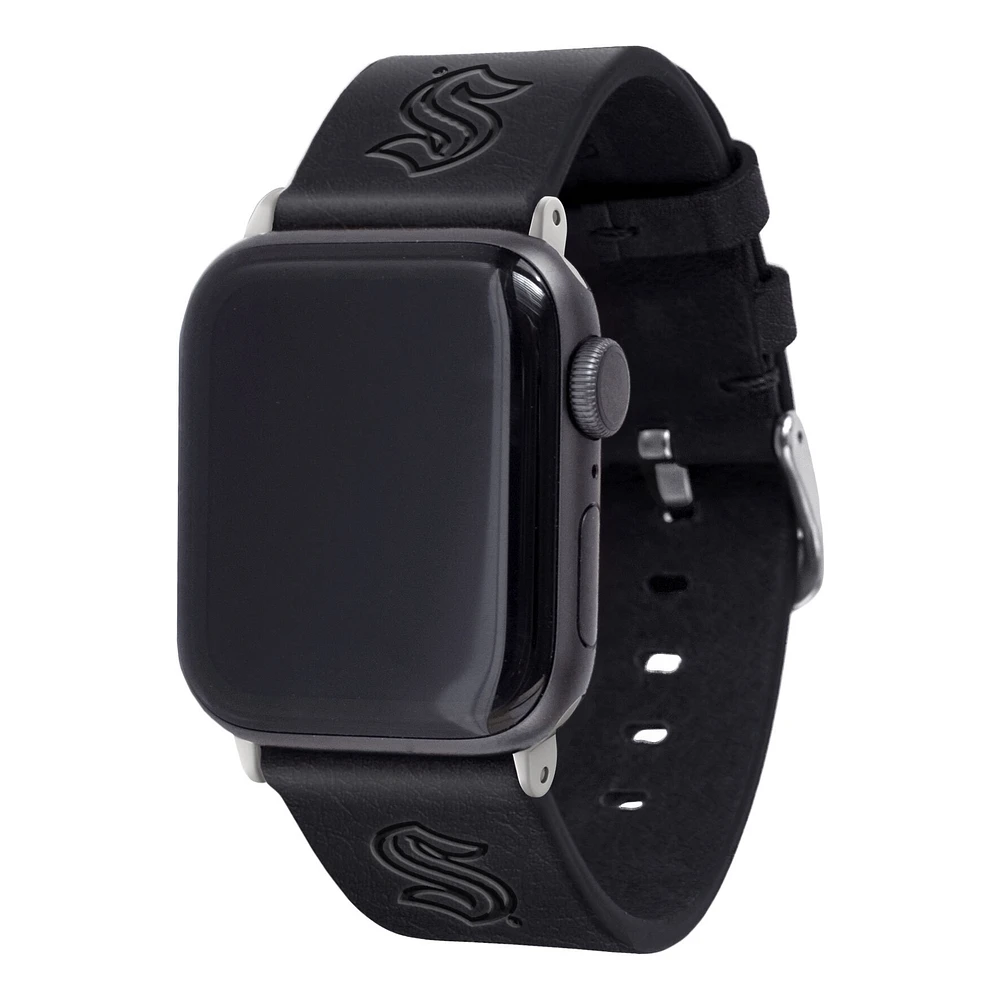 Black Seattle Kraken Leather Apple Watch Band