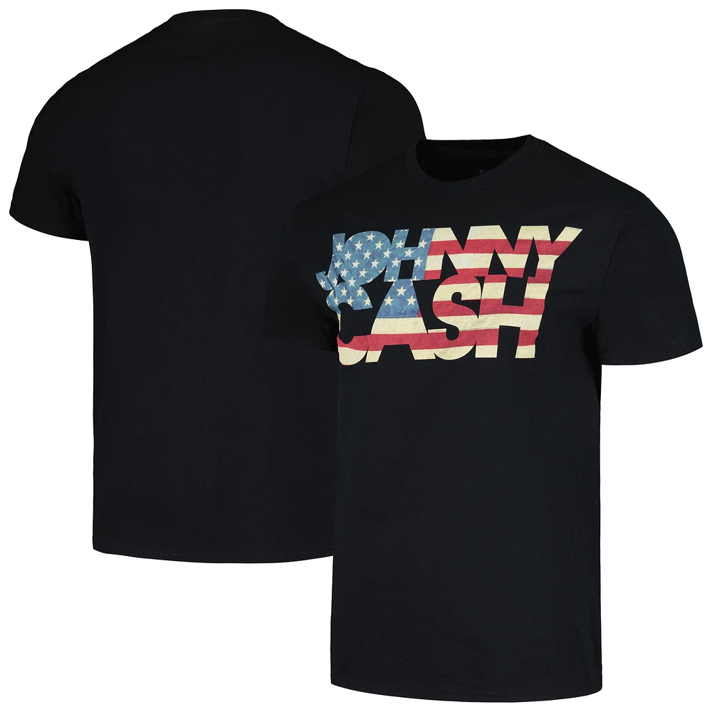 Unisex Black Johnny Cash Ragged Old Flag T-Shirt