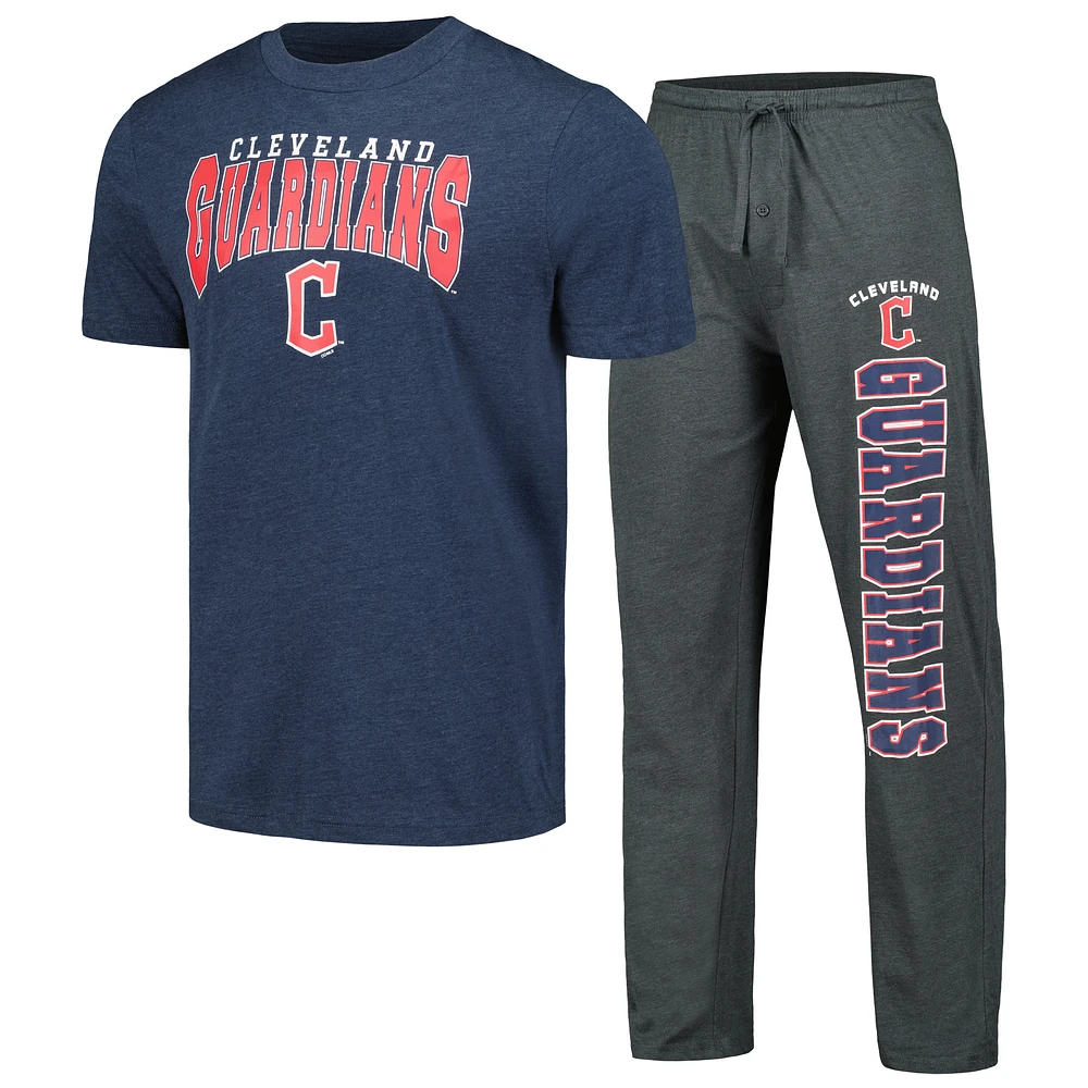 Men's Concepts Sport Charcoal/Navy Cleveland Guardians Meter Top & Pants Sleep Set