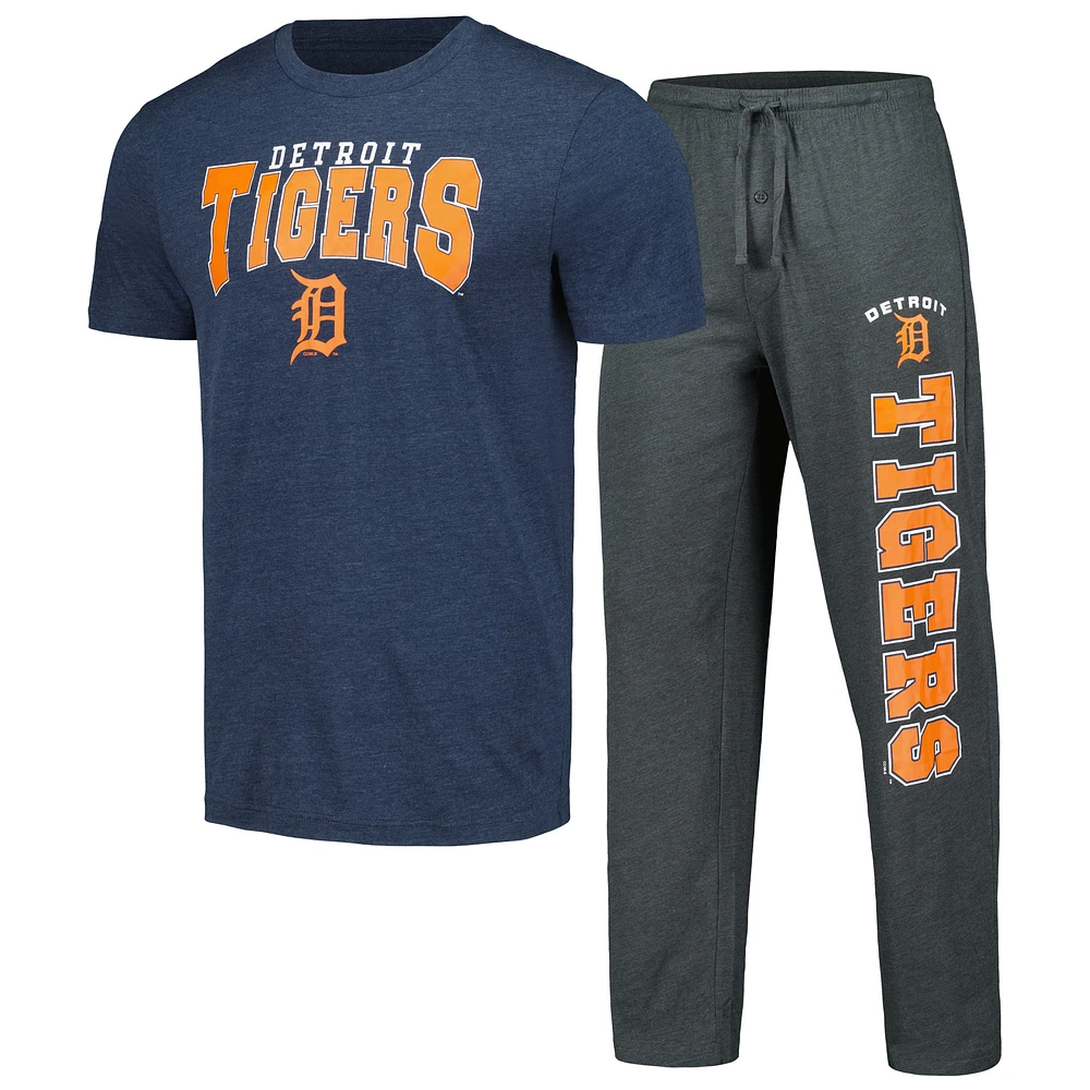 Men's Concepts Sport Charcoal/Navy Detroit Tigers Meter Top & Pants Sleep Set