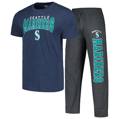 Men's Concepts Sport Charcoal/Navy Seattle Mariners Meter Top & Pants Sleep Set