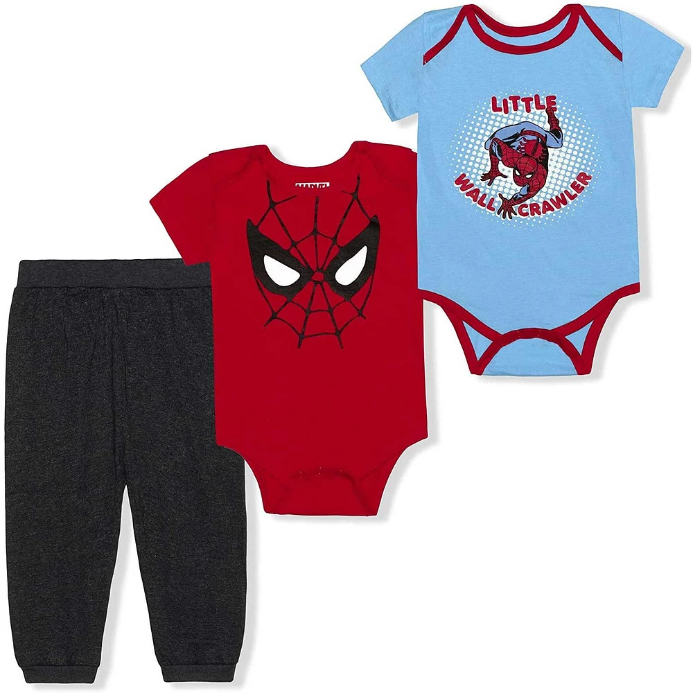 Infant Red/Light Blue/Charcoal Spider-Man Bodysuit & Jogger 3-Pack Set