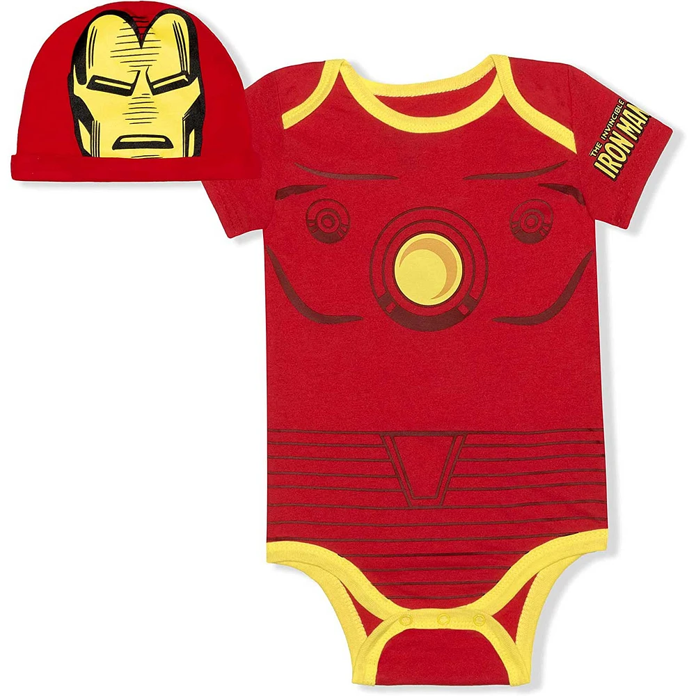 Infant Red Iron Man Bodysuit and Hat Set