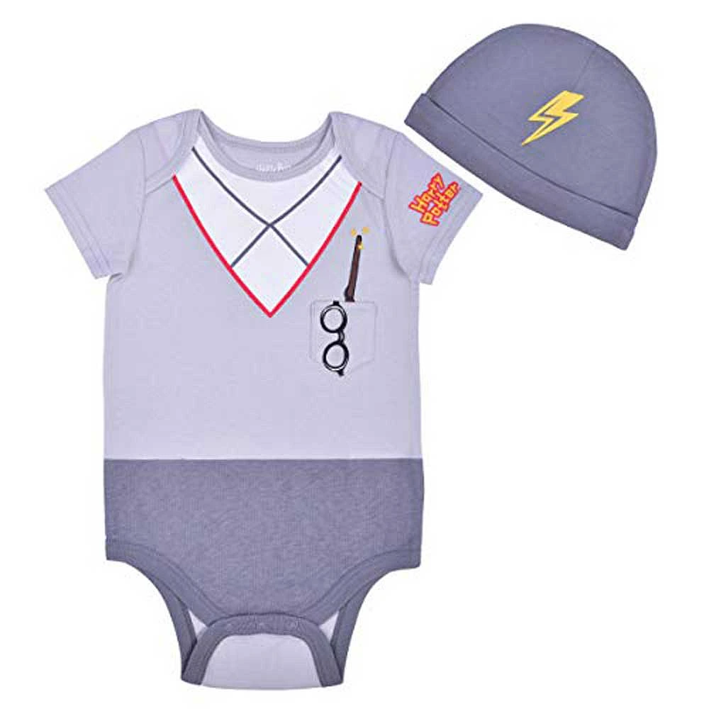 Infant Gray Harry Potter Hogwarts Uniform Bodysuit and Hat Set