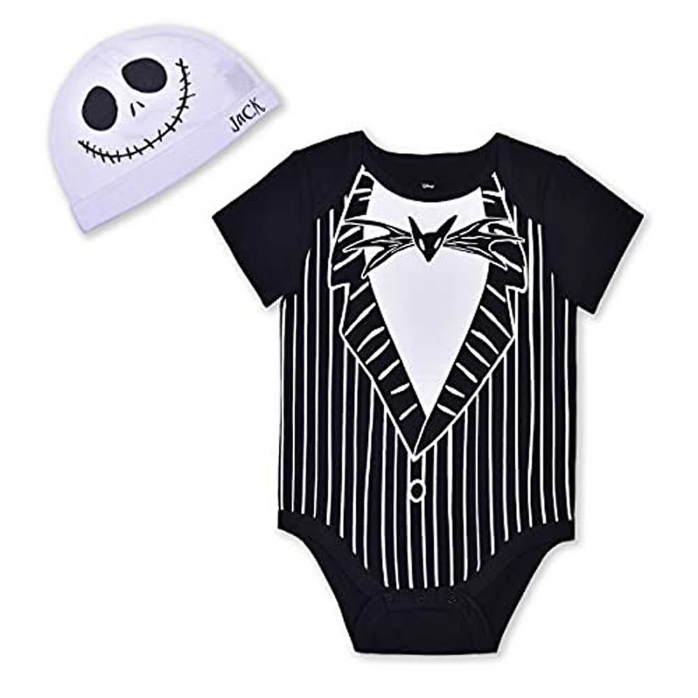 Infant Black The Nightmare Before Christmas Jack Skellington Bodysuit and Hat Set