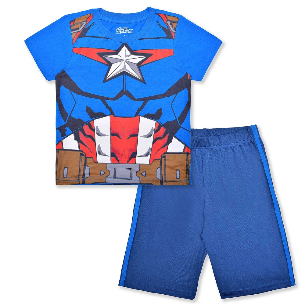 Preschool Blue Captain America T-Shirt and Shorts Set
