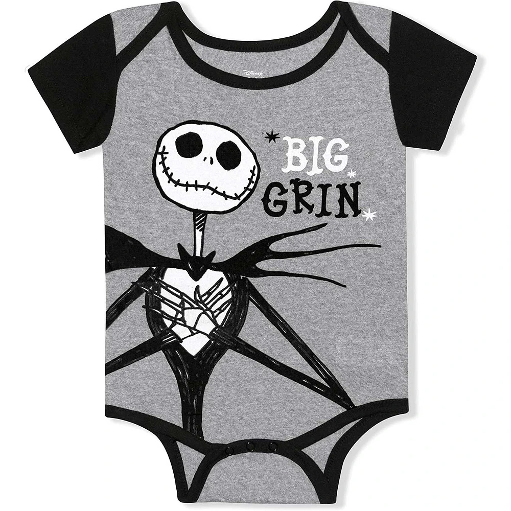 Newborn Jack Skellington Gray The Nightmare Before Christmas Big Grin Bodysuit