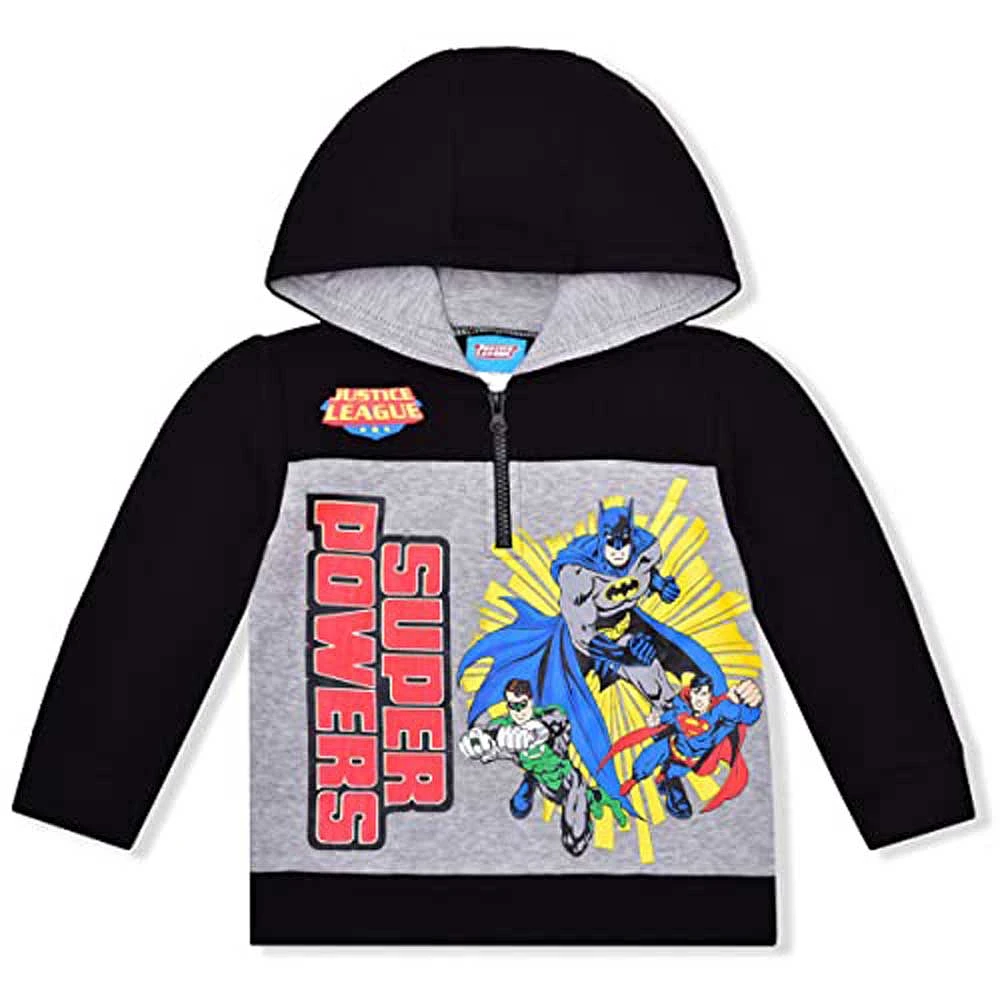 Preschool Black Justice League Graphic Quarter-Zip Hoodie