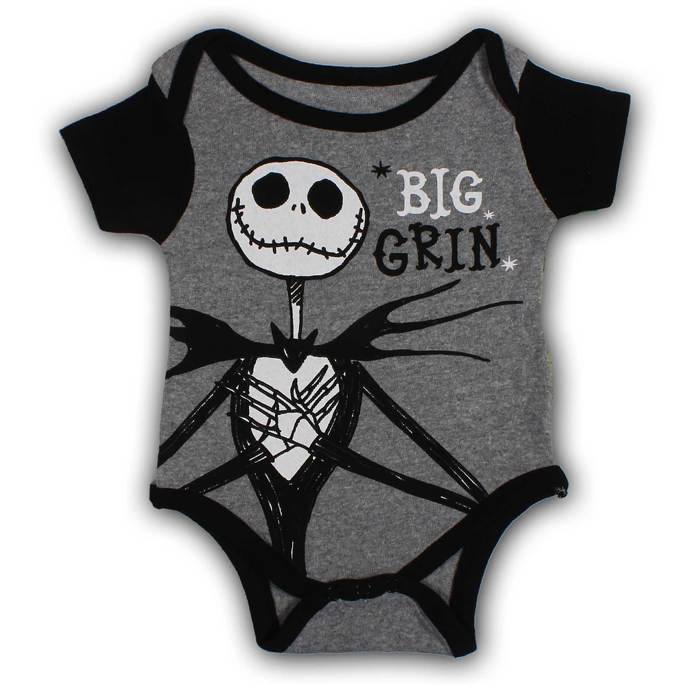 Infant Jack Skellington Gray The Nightmare Before Christmas Big Grin Bodysuit