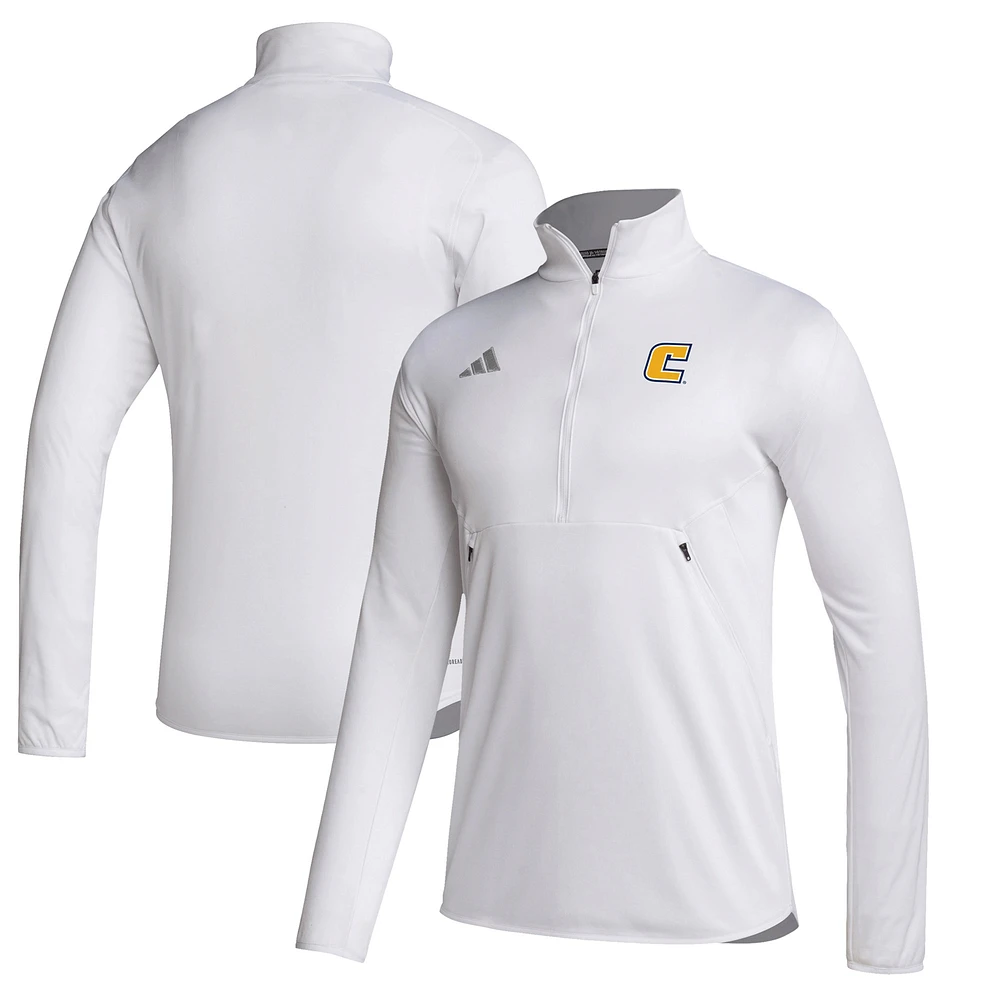 Men's adidas White Tennessee Chattanooga Mocs Stadium Knit Quarter-Zip Pullover Jacket