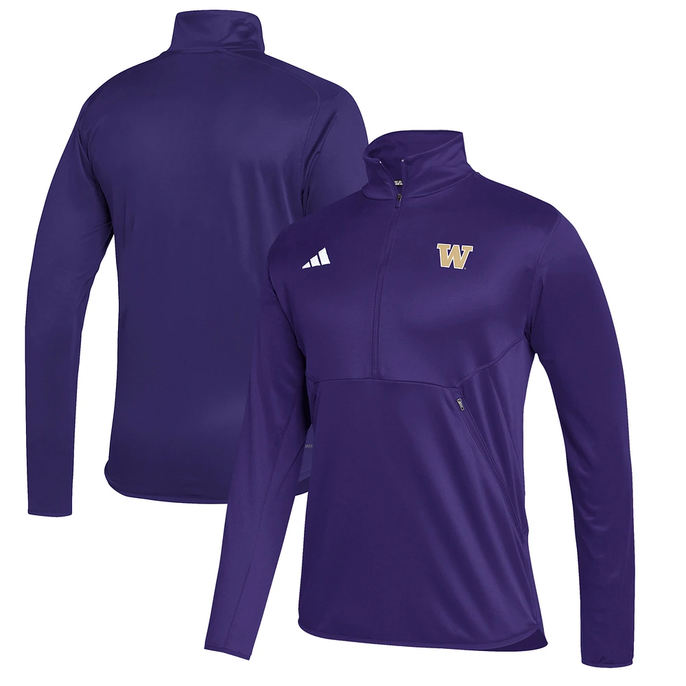 Men's adidas Purple Washington Huskies Stadium Knit Quarter-Zip Pullover Jacket