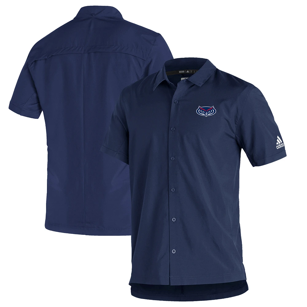 Men's adidas Navy Florida Atlantic Owls Sideline Button-Up Polo