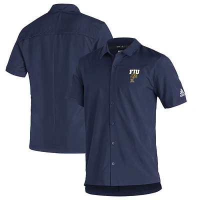 Men's adidas Navy FIU Panthers Sideline Button-Up Polo