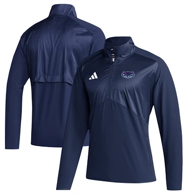 Men's adidas Navy Florida Atlantic Owls Sideline Quarter-Zip Pullover Top