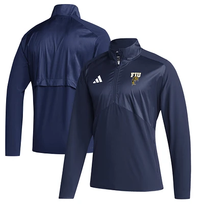Men's adidas Navy FIU Panthers Sideline Quarter-Zip Pullover Top