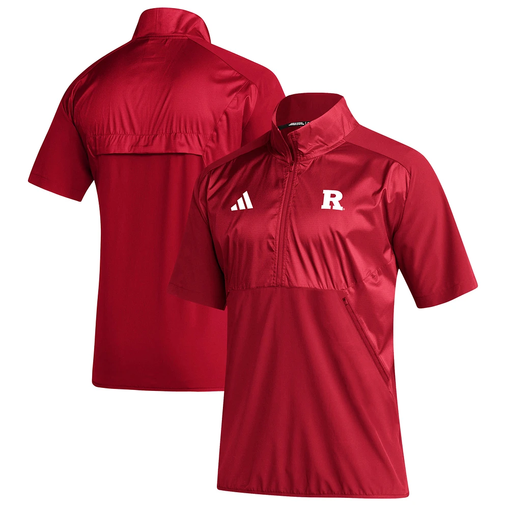 Men's adidas Scarlet Rutgers Scarlet Knights Sideline Quarter-Zip Polo