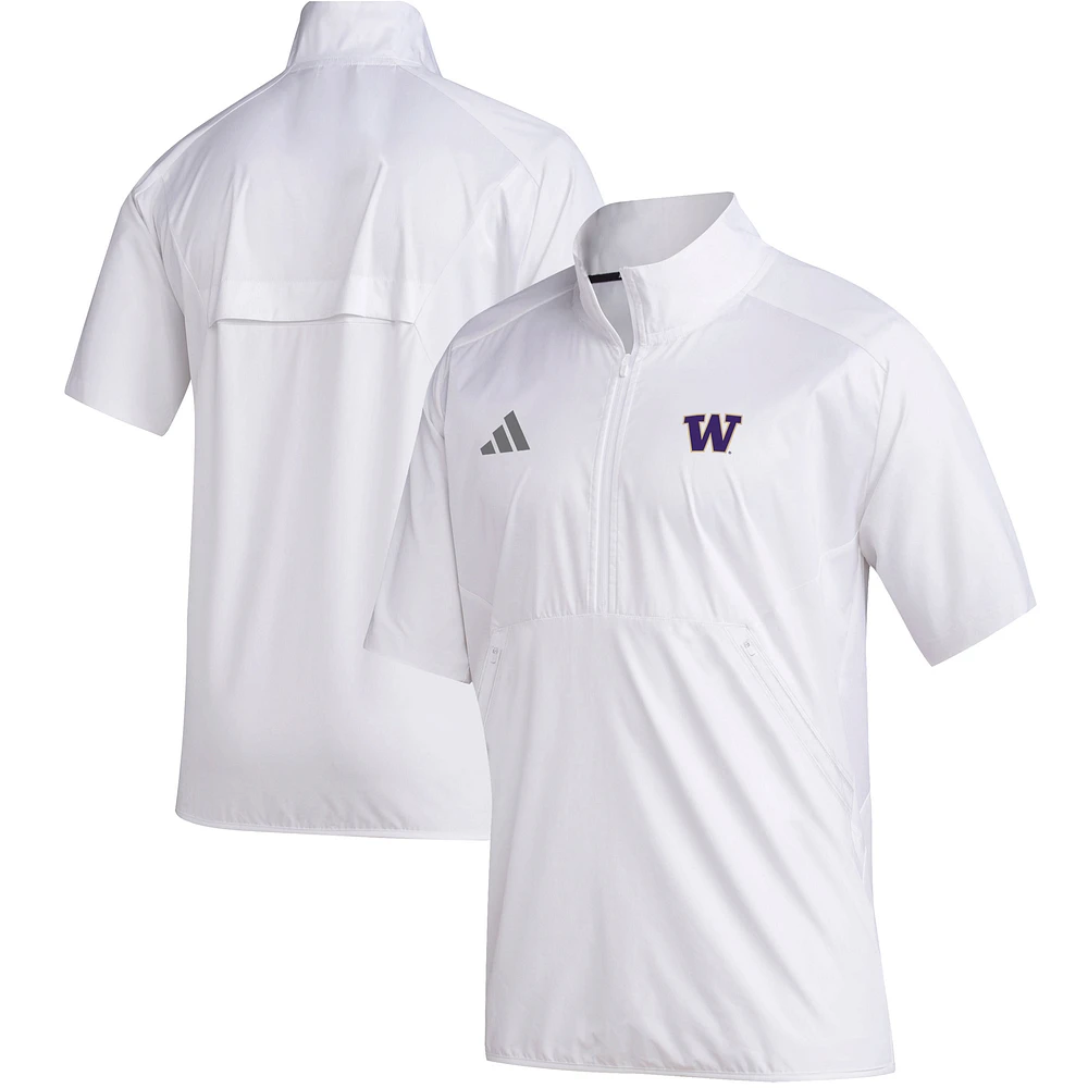 Men's adidas White Washington Huskies Sideline Quarter-Zip Polo