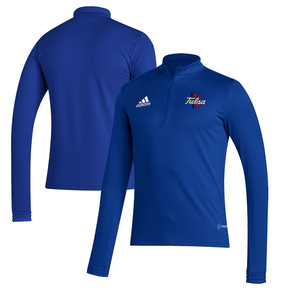 Men's adidas Royal Tulsa Golden Hurricane Entrada 22 Training Quarter-Zip Pullover Top